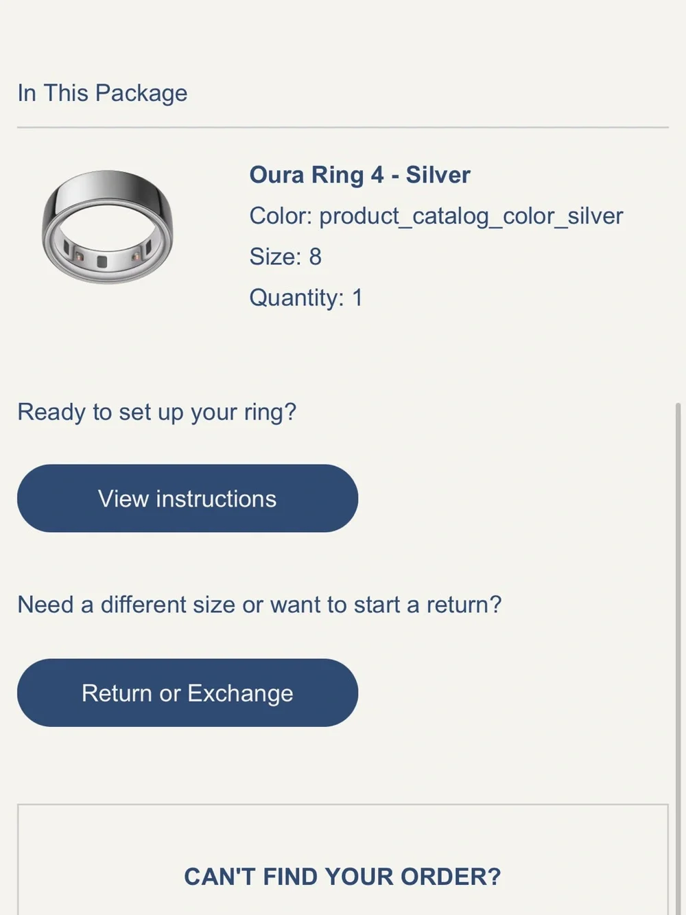 Oura Ring 4 — Silver Size 8